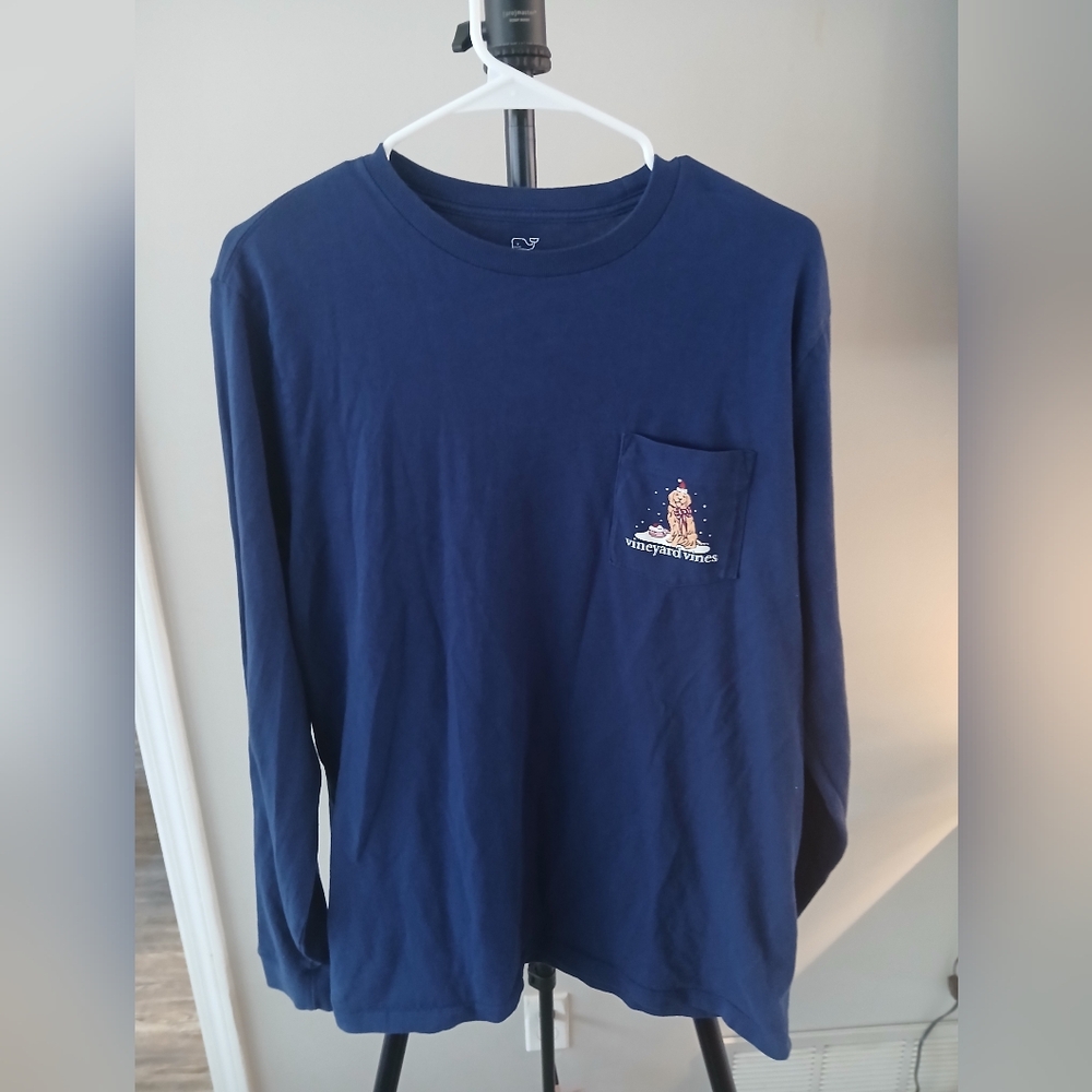 Vineyard Vines Navy Long Sleeve Pocket Tee